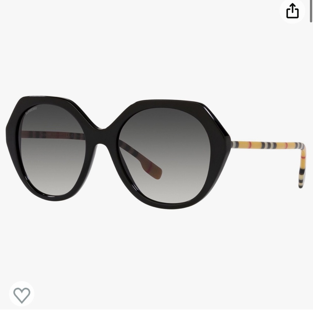 NWT Burberry logo women’s black 57mm oval sunglasses BE 4375F luxury with case